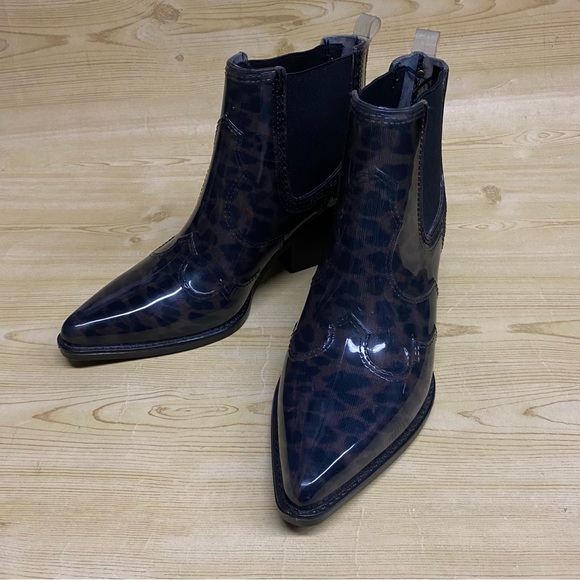 Sam Edelman Animal Print Ankle Boots Booties Pointed Toe Block Heel Sz 6 - Picture 7 of 15